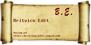 Britvics Edit névjegykártya